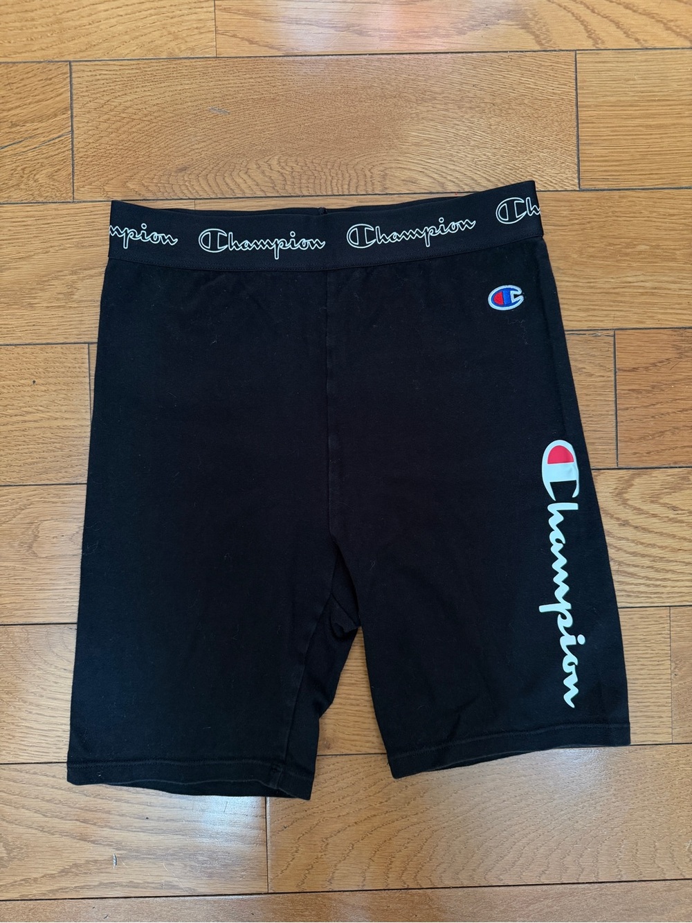 Champion Black Athletic Bike Shorts with Logo